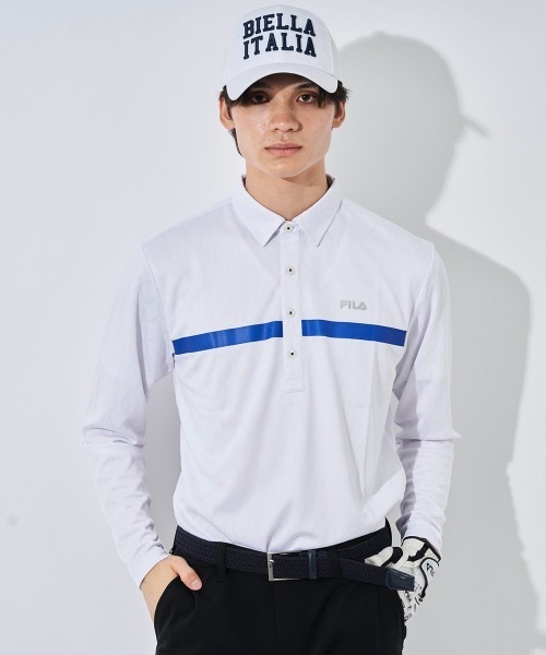 FILA GOLF(フィラゴルフ )の「【FILA GOLF:フィラゴルフ】ロゴ長袖シャツ ゴルフ(シャツ/ブラウス・メンズ・ネイビー/ブルー/ブラック/ホワイト・LARGE/XX-LARGE/X-LARGE/MEDIUM)」の8枚目の写真