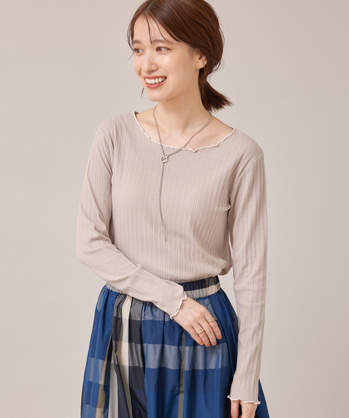 Jayro(ジャイロ)の「配色メロウラウンドネックトップス(Tシャツ/カットソー・レディース・ホワイト系その他/ベージュ/ブラック・M)」の7枚目の写真