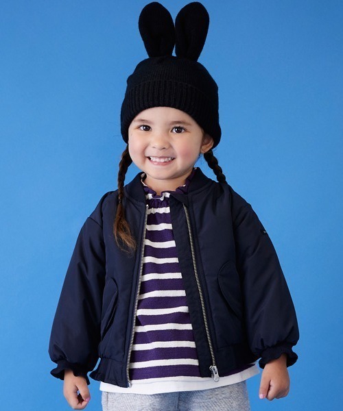 petit main(プティマイン)の「ハートポケットMA-1(ブルゾン・キッズ・アイボリー/ライトベージュ/ネイビー・80cm/90cm/100cm/110cm/120cm/130cm)」の3枚目の写真