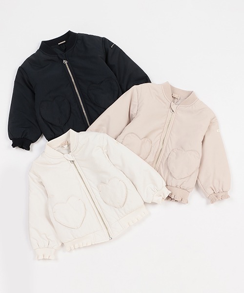 petit main(プティマイン)の「ハートポケットMA-1(ブルゾン・キッズ・アイボリー/ライトベージュ/ネイビー・80cm/90cm/100cm/110cm/120cm/130cm)」の11枚目の写真