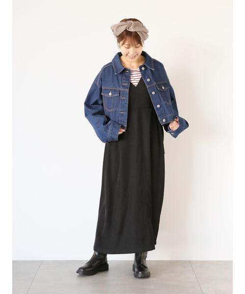 ehka sopo（エヘカソポ）の「ショート丈デニムジャケット（ノーカラージャケット・レディース・ネイビー/ブルー/ブラック・F）」の11枚目の写真