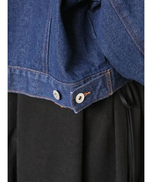 ehka sopo（エヘカソポ）の「ショート丈デニムジャケット（ノーカラージャケット・レディース・ネイビー/ブルー/ブラック・F）」の14枚目の写真