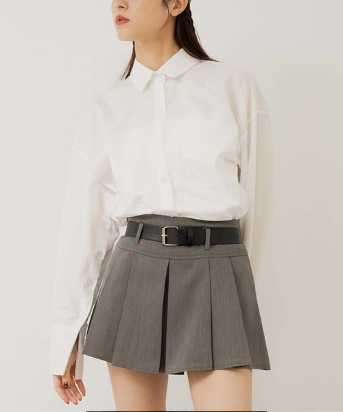 ANAP（アナップ）の「オープンスリーブオーバーサイズシャツ（シャツ/ブラウス・レディース・サックスブルー/ホワイト/ホワイト×ブラック/ブルー系その他・FREE）」の2枚目の写真