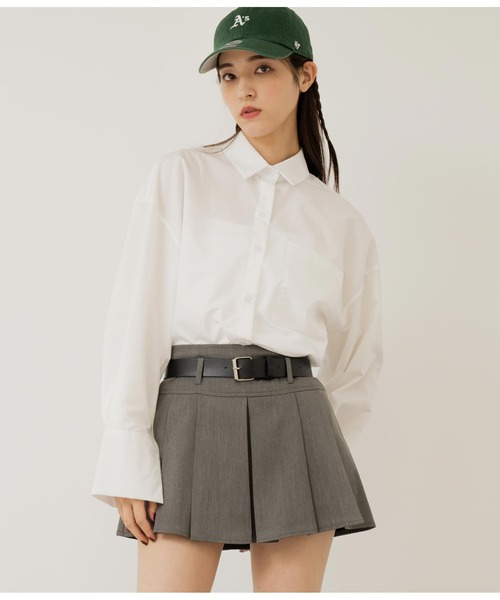 ANAP（アナップ）の「オープンスリーブオーバーサイズシャツ（シャツ/ブラウス・レディース・サックスブルー/ホワイト/ホワイト×ブラック/ブルー系その他・FREE）」の6枚目の写真