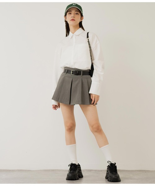 ANAP（アナップ）の「オープンスリーブオーバーサイズシャツ（シャツ/ブラウス・レディース・サックスブルー/ホワイト/ホワイト×ブラック/ブルー系その他・FREE）」の8枚目の写真