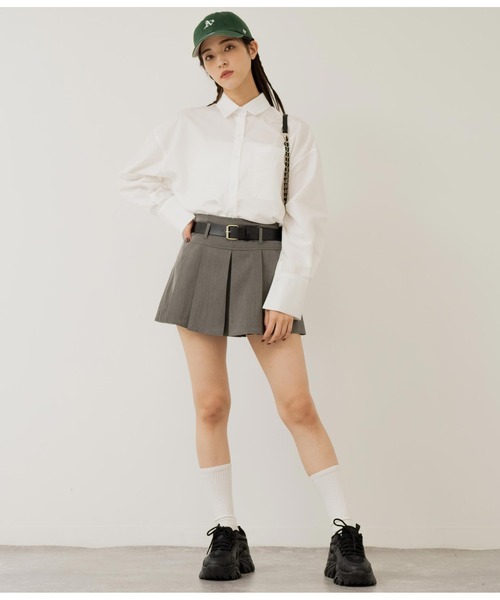 ANAP（アナップ）の「オープンスリーブオーバーサイズシャツ（シャツ/ブラウス・レディース・サックスブルー/ホワイト/ホワイト×ブラック/ブルー系その他・FREE）」の9枚目の写真