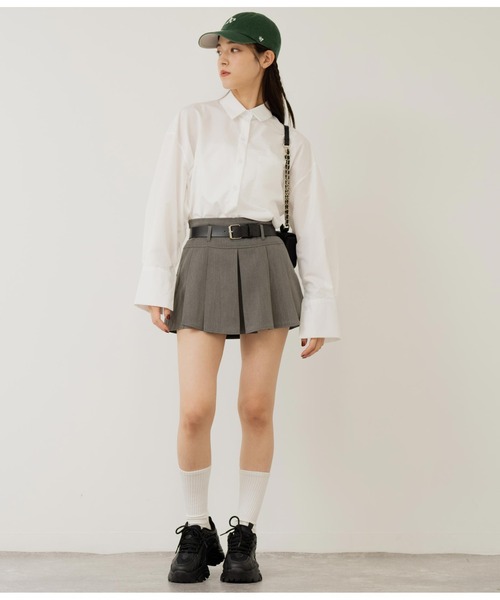 ANAP（アナップ）の「オープンスリーブオーバーサイズシャツ（シャツ/ブラウス・レディース・サックスブルー/ホワイト/ホワイト×ブラック/ブルー系その他・FREE）」の10枚目の写真