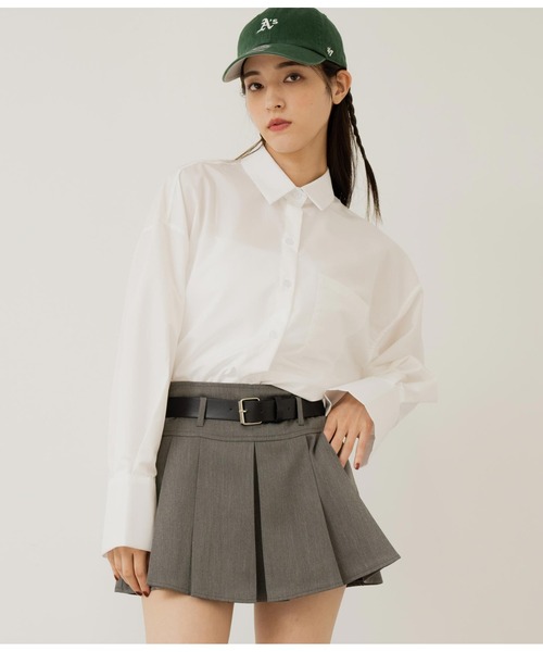 ANAP（アナップ）の「オープンスリーブオーバーサイズシャツ（シャツ/ブラウス・レディース・サックスブルー/ホワイト/ホワイト×ブラック/ブルー系その他・FREE）」の7枚目の写真