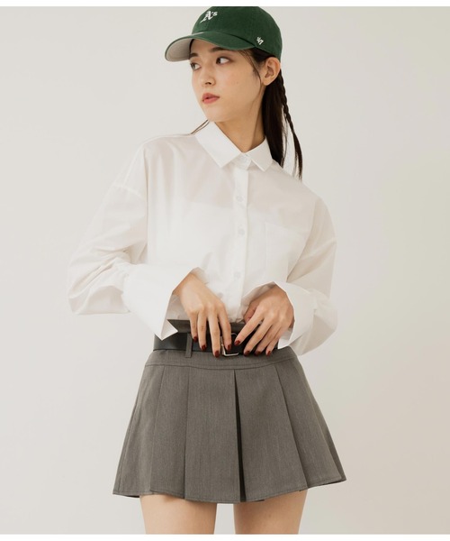 ANAP（アナップ）の「オープンスリーブオーバーサイズシャツ（シャツ/ブラウス・レディース・サックスブルー/ホワイト/ホワイト×ブラック/ブルー系その他・FREE）」の5枚目の写真