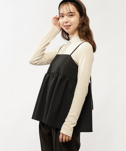 grove（グローブ）の「◆ツイードキャミ×シアーロンT SET（その他トップス・レディース・アイボリー系1/ブラック系1/グリーン系その他3・02/01）」の2枚目の写真