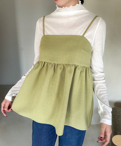 grove（グローブ）の「◆ツイードキャミ×シアーロンT SET（その他トップス・レディース・アイボリー系1/ブラック系1/グリーン系その他3・02/01）」の3枚目の写真