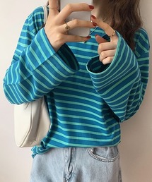 ワイドスリーブ ボーダー ロングTシャツ