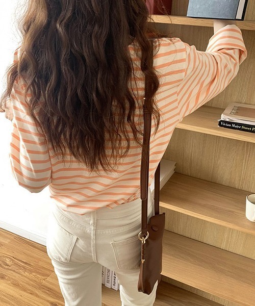 ad thie(アドティエ)の「ワイドスリーブ ボーダー ロングTシャツ(Tシャツ/カットソー・レディース・ピンク/ブルー/ライトブルー/オレンジ・FREE)」の21枚目の写真