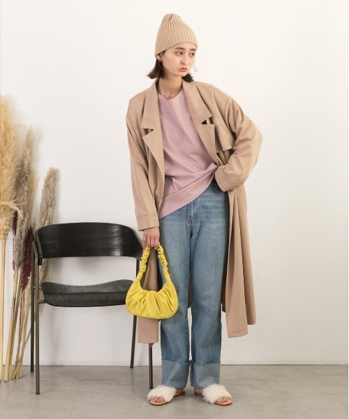 ad thie(アドティエ)の「ワイドスリーブ ボーダー ロングTシャツ(Tシャツ/カットソー・レディース・ピンク/ブルー/ライトブルー/オレンジ・FREE)」の15枚目の写真