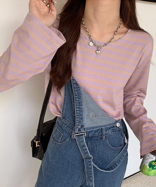 ad thie(アドティエ)の「ワイドスリーブ ボーダー ロングTシャツ(Tシャツ/カットソー・レディース・ピンク/ブルー/ライトブルー/オレンジ・FREE)」の18枚目の写真