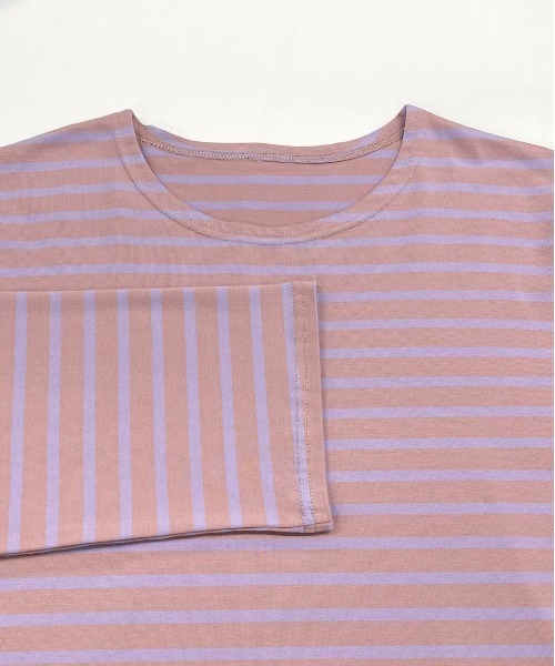 ad thie(アドティエ)の「ワイドスリーブ ボーダー ロングTシャツ(Tシャツ/カットソー・レディース・ピンク/ブルー/ライトブルー/オレンジ・FREE)」の22枚目の写真