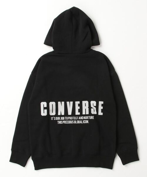 CONVERSE(コンバース)の「CONVERSE/コンバース キッズ T/C裏起毛プリント入りプルパーカー(パーカー・キッズ・ブラック/ベージュ・150cm/160cm/140cm)」の3枚目の写真