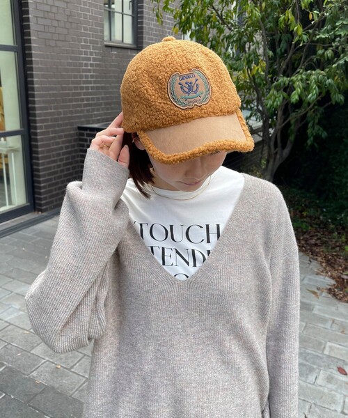 GEVACO（ゲバコ）の「【GEVACO/ゲバコ】ワッペンボアキャップ（キャップ・レディース・ネイビー/オフホワイト/サックスブルー/キャメル・FREE）」の4枚目の写真