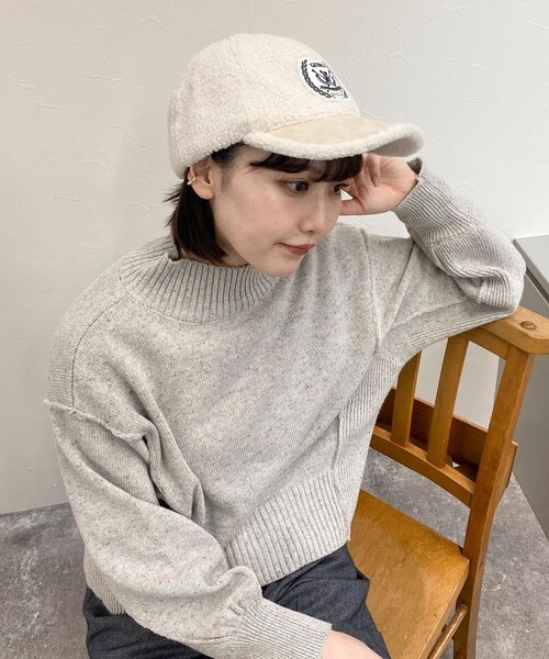 GEVACO（ゲバコ）の「【GEVACO/ゲバコ】ワッペンボアキャップ（キャップ・レディース・ネイビー/オフホワイト/サックスブルー/キャメル・FREE）」の7枚目の写真