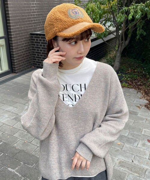 GEVACO（ゲバコ）の「【GEVACO/ゲバコ】ワッペンボアキャップ（キャップ・レディース・ネイビー/オフホワイト/サックスブルー/キャメル・FREE）」の8枚目の写真