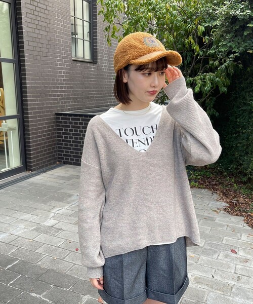 GEVACO（ゲバコ）の「【GEVACO/ゲバコ】ワッペンボアキャップ（キャップ・レディース・ネイビー/オフホワイト/サックスブルー/キャメル・FREE）」の9枚目の写真