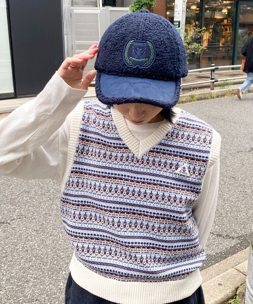 GEVACO（ゲバコ）の「【GEVACO/ゲバコ】ワッペンボアキャップ（キャップ・レディース・ネイビー/オフホワイト/サックスブルー/キャメル・FREE）」の11枚目の写真