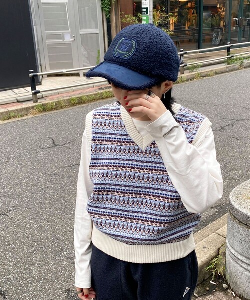 GEVACO（ゲバコ）の「【GEVACO/ゲバコ】ワッペンボアキャップ（キャップ・レディース・ネイビー/オフホワイト/サックスブルー/キャメル・FREE）」の12枚目の写真