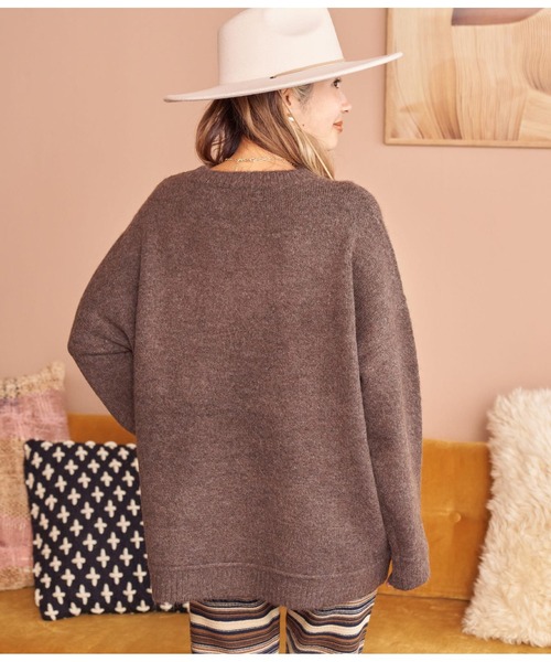 anap mimpi（アナップミンピ）の「カレッジナンバーニットトップス（ニット/セーター・レディース・ブラウン/アイボリー・FREE）」の13枚目の写真