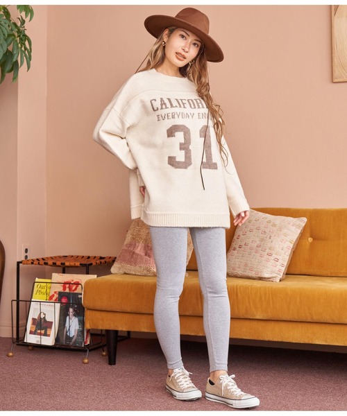 anap mimpi（アナップミンピ）の「カレッジナンバーニットトップス（ニット/セーター・レディース・ブラウン/アイボリー・FREE）」の8枚目の写真
