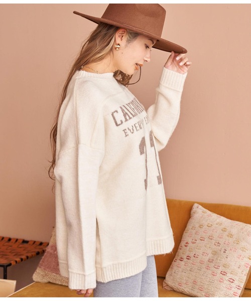 anap mimpi（アナップミンピ）の「カレッジナンバーニットトップス（ニット/セーター・レディース・ブラウン/アイボリー・FREE）」の6枚目の写真