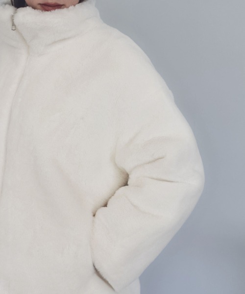 SAISON DE PAPILLON（セゾンドパピヨン）の「モコモコフェイクファーコート（ムートンコート・レディース・ホワイト/ブラウン・M/L）」の3枚目の写真