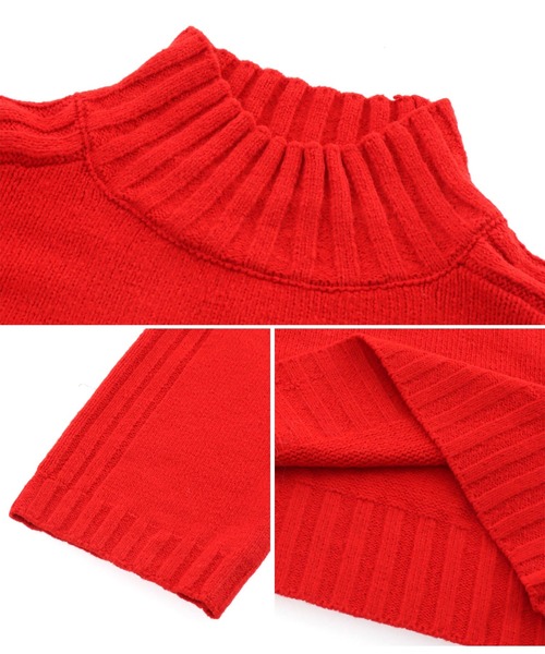 Settimissimo（セッティミッシモ）の「ハイネック ショート丈ニット プルオーバー 長袖（ニット/セーター・レディース・レッド/ブラック・FREE）」の12枚目の写真