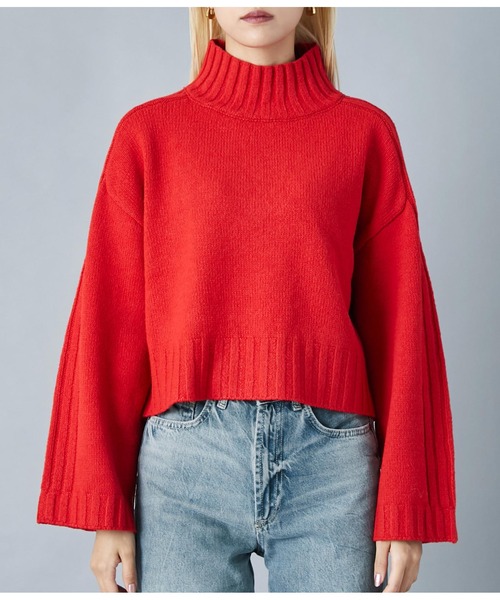 Settimissimo（セッティミッシモ）の「ハイネック ショート丈ニット プルオーバー 長袖（ニット/セーター・レディース・レッド/ブラック・FREE）」の9枚目の写真