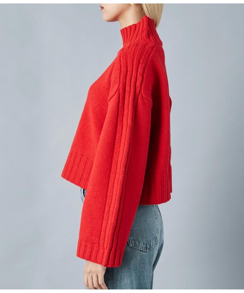 Settimissimo（セッティミッシモ）の「ハイネック ショート丈ニット プルオーバー 長袖（ニット/セーター・レディース・レッド/ブラック・FREE）」の11枚目の写真