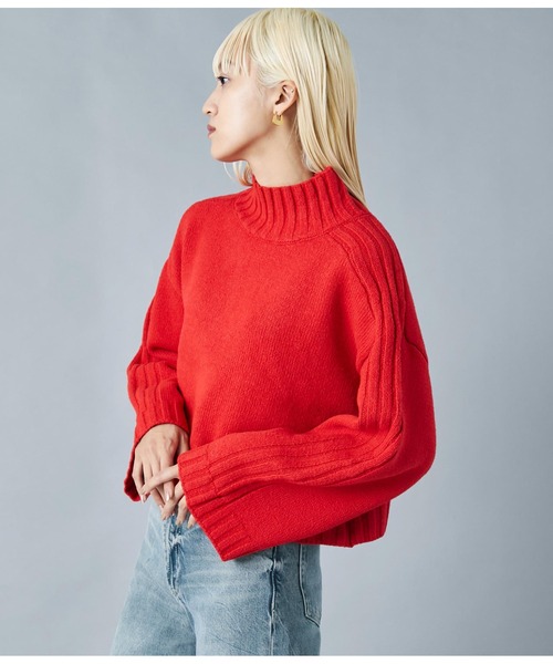 Settimissimo（セッティミッシモ）の「ハイネック ショート丈ニット プルオーバー 長袖（ニット/セーター・レディース・レッド/ブラック・FREE）」の21枚目の写真