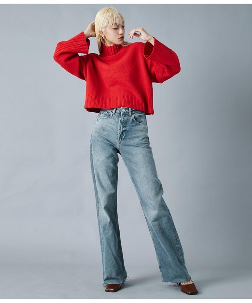 Settimissimo（セッティミッシモ）の「ハイネック ショート丈ニット プルオーバー 長袖（ニット/セーター・レディース・レッド/ブラック・FREE）」の7枚目の写真