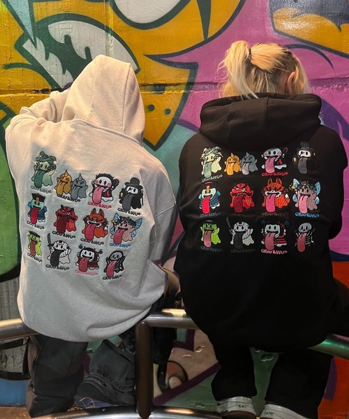 A'GEM9(エージェムナイン)の「A'GEM/9 × .kom『GRAF&WU/グラフアンドウー』ゴーストシリーズプルオーバーパーカー(パーカー・レディース・ブラック/アイボリー・L/XL)」の17枚目の写真