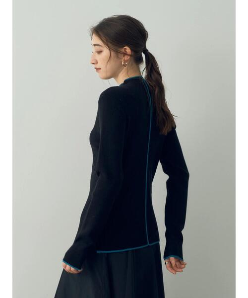 YECCA VECCA（イェッカヴェッカ）の「配色ラインハイネックリブニット（ニット/セーター・レディース・アイボリー/ブラック/サックスブルー・FREE）」の20枚目の写真
