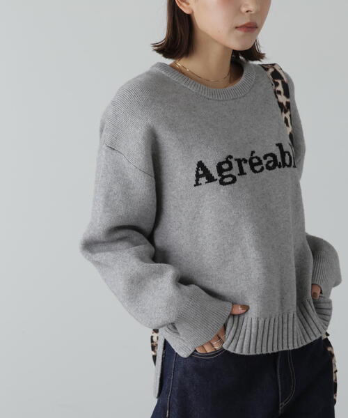 FREE'S MART（フリーズマート）の「◆スウェットライクロゴニット（ニット/セーター・レディース・グレー/ホワイト/ブルー・FREE）」の2枚目の写真