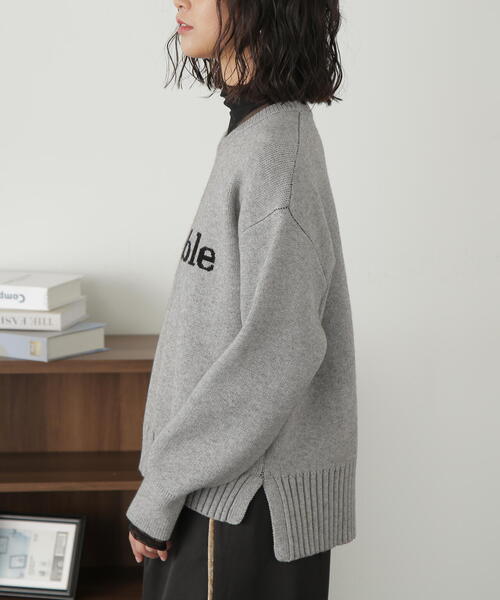 FREE'S MART（フリーズマート）の「◆スウェットライクロゴニット（ニット/セーター・レディース・グレー/ホワイト/ブルー・FREE）」の7枚目の写真
