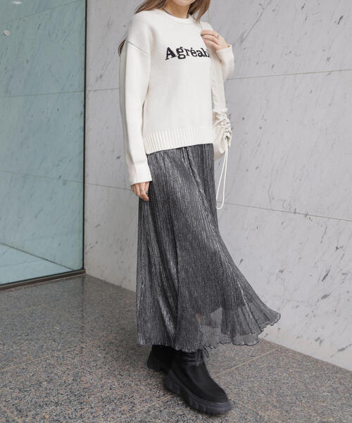 FREE'S MART（フリーズマート）の「◆スウェットライクロゴニット（ニット/セーター・レディース・グレー/ホワイト/ブルー・FREE）」の8枚目の写真