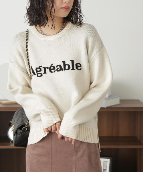 FREE'S MART（フリーズマート）の「◆スウェットライクロゴニット（ニット/セーター・レディース・グレー/ホワイト/ブルー・FREE）」の12枚目の写真