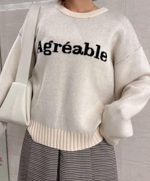 FREE'S MART（フリーズマート）の「◆スウェットライクロゴニット（ニット/セーター・レディース・グレー/ホワイト/ブルー・FREE）」の13枚目の写真