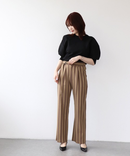 Jines(ジネス)の「バックスリットストライプパンツ(その他パンツ・レディース・モカ/キャメル/ネイビー・36)」の12枚目の写真