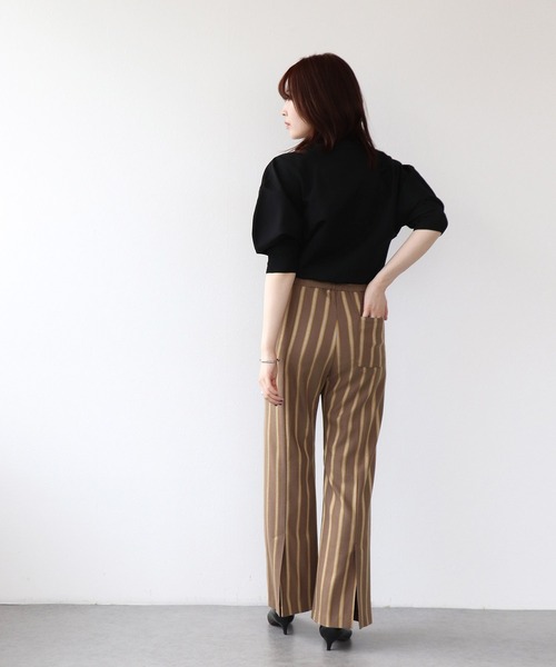 Jines(ジネス)の「バックスリットストライプパンツ(その他パンツ・レディース・モカ/キャメル/ネイビー・36)」の14枚目の写真