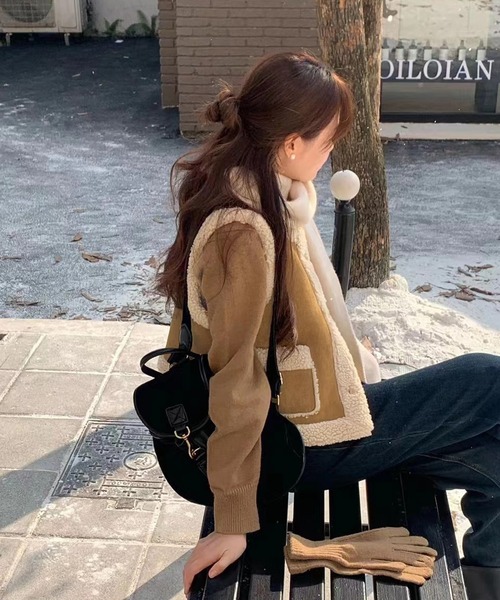Doula Doula(ドゥーラドゥーラ)の「ボアムートンベスト(ベスト・レディース・オレンジ/モカ・FREE)」の7枚目の写真
