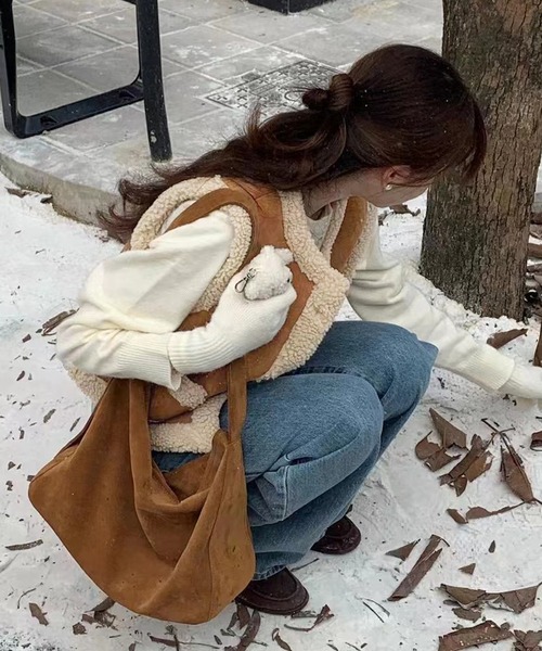 Doula Doula(ドゥーラドゥーラ)の「ボアムートンベスト(ベスト・レディース・オレンジ/モカ・FREE)」の10枚目の写真