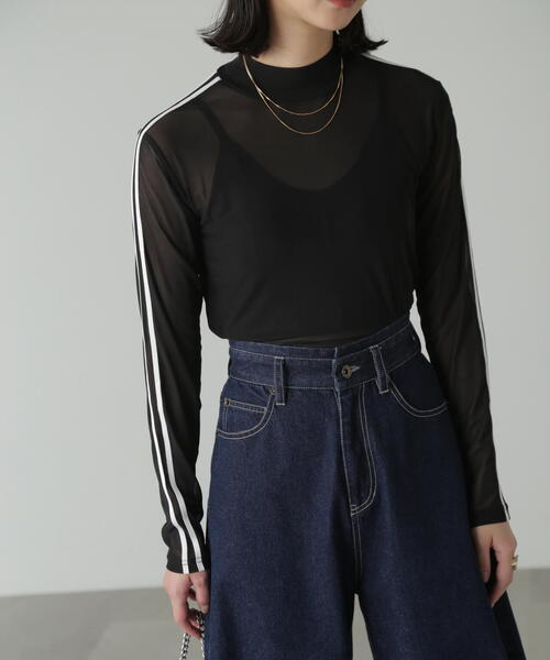 FREE'S MART(フリーズマート)の「◆ラインシアーハイネックカットソー(Tシャツ/カットソー・レディース・ブラック/ホワイト・FREE)」の5枚目の写真