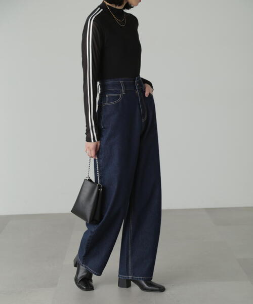 FREE'S MART(フリーズマート)の「◆ラインシアーハイネックカットソー(Tシャツ/カットソー・レディース・ブラック/ホワイト・FREE)」の6枚目の写真