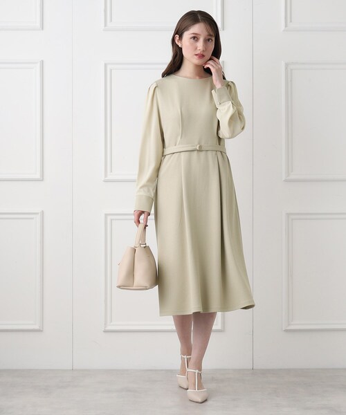 index（インデックス）の「◆≪通勤・セレモニー対応≫ 異素材スリーブフレアワンピース【イージーケア/ストレッチ/洗濯機洗い可】（ワンピース・レディース・ライトグリーン/ブラック/ナチュラル・42/40/36/38）」の14枚目の写真